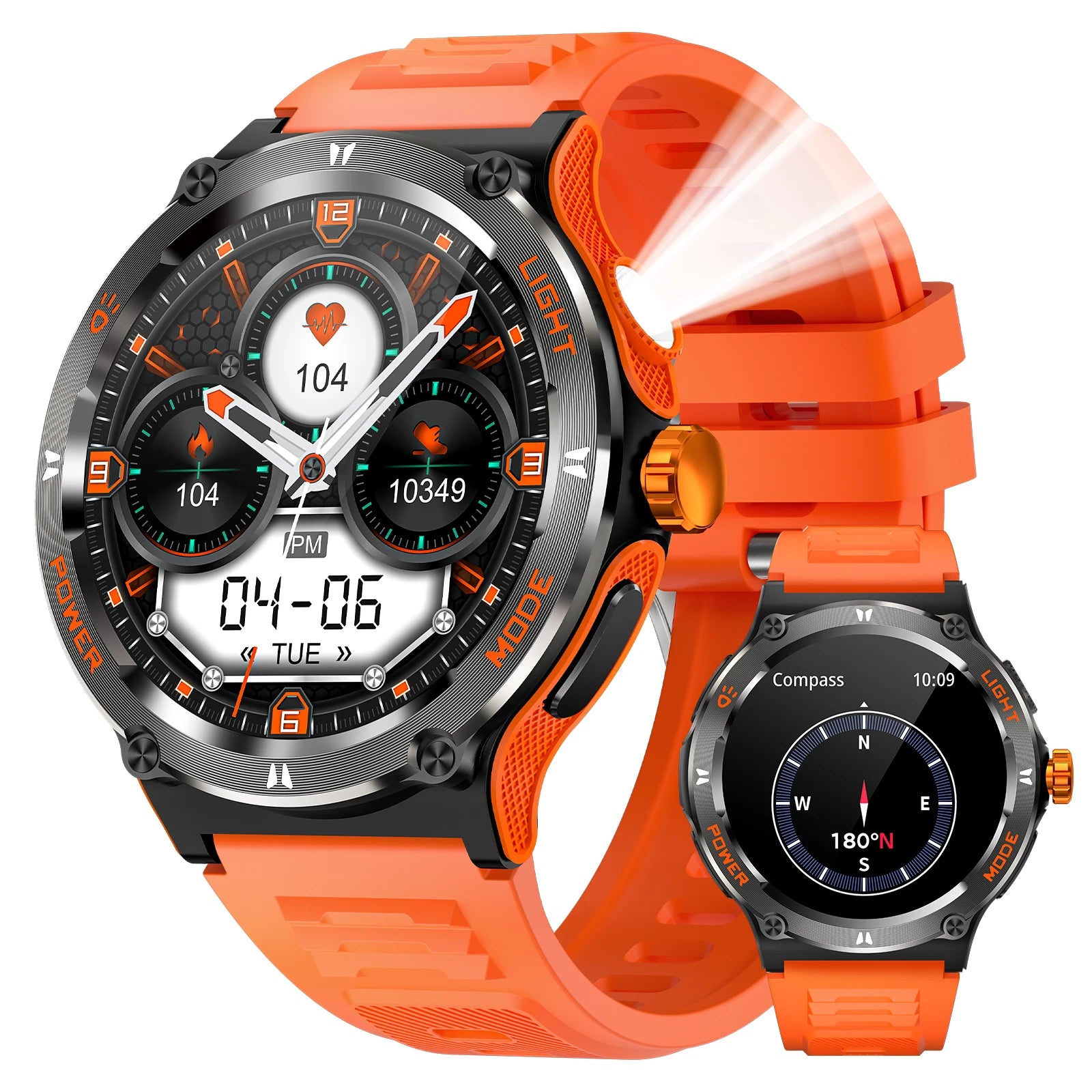 EIGIIS Smart Watch 3ATM Waterproof 1.53" KT76 Men Sport With Compass And LED Flashlight Heart Rate Sleep Analysis Bluetooth Call Orange United States S84dc770f24404c64a845738cba671910b Red, White and Blue Products Store